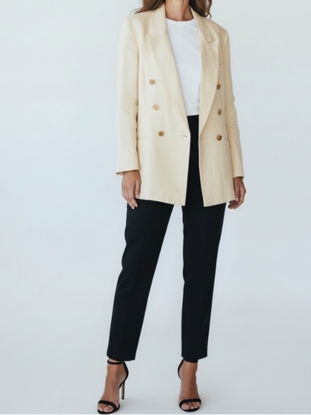 Vintage Gruppo Americano studio Cream Double-Breasted Blazer resortwear coastal - Picture 4 of 15